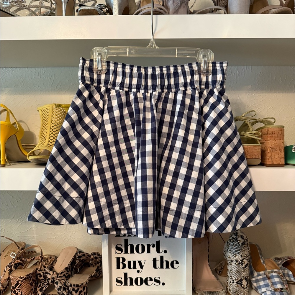 Hollister Navy and White Gingham Skater Skirt